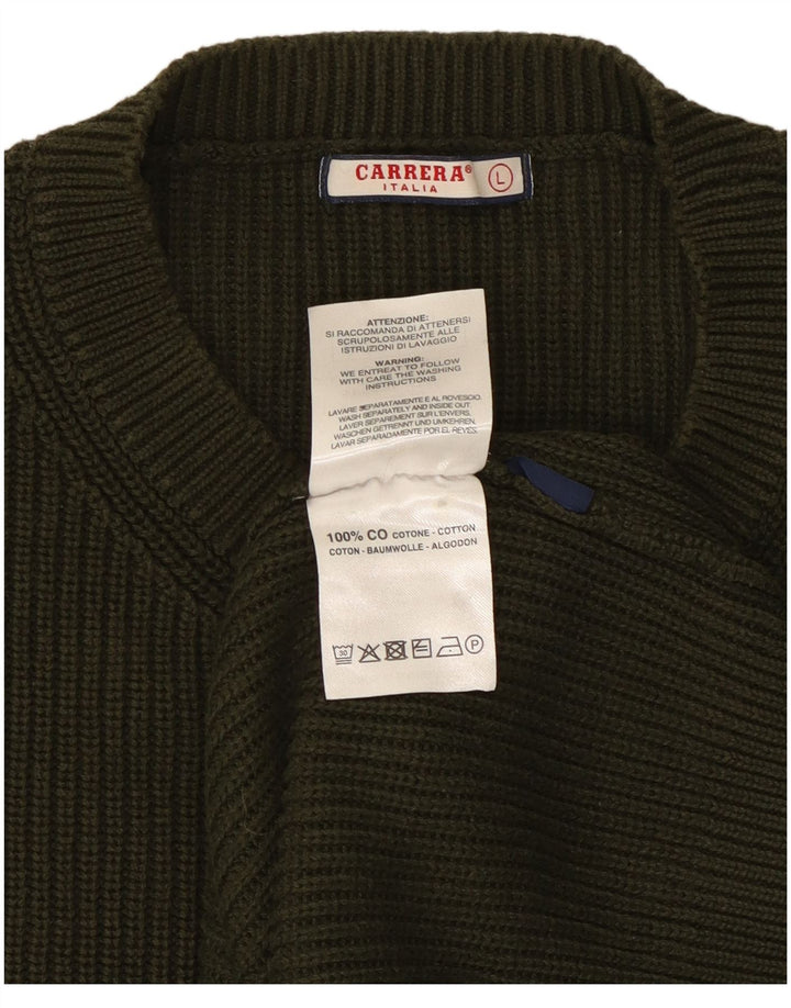 Carrera Herre Jumper Sweater med rund hals Stor Khaki Bomuld