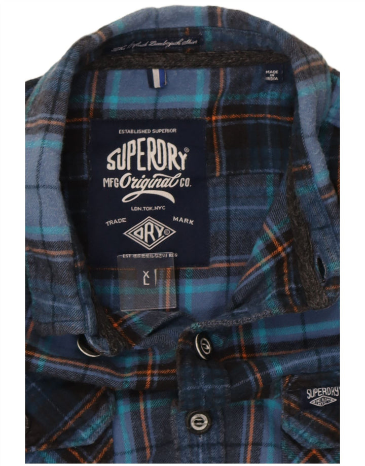 Superdry Flanelskjorte til mænd XL marineblå ternet bomuld