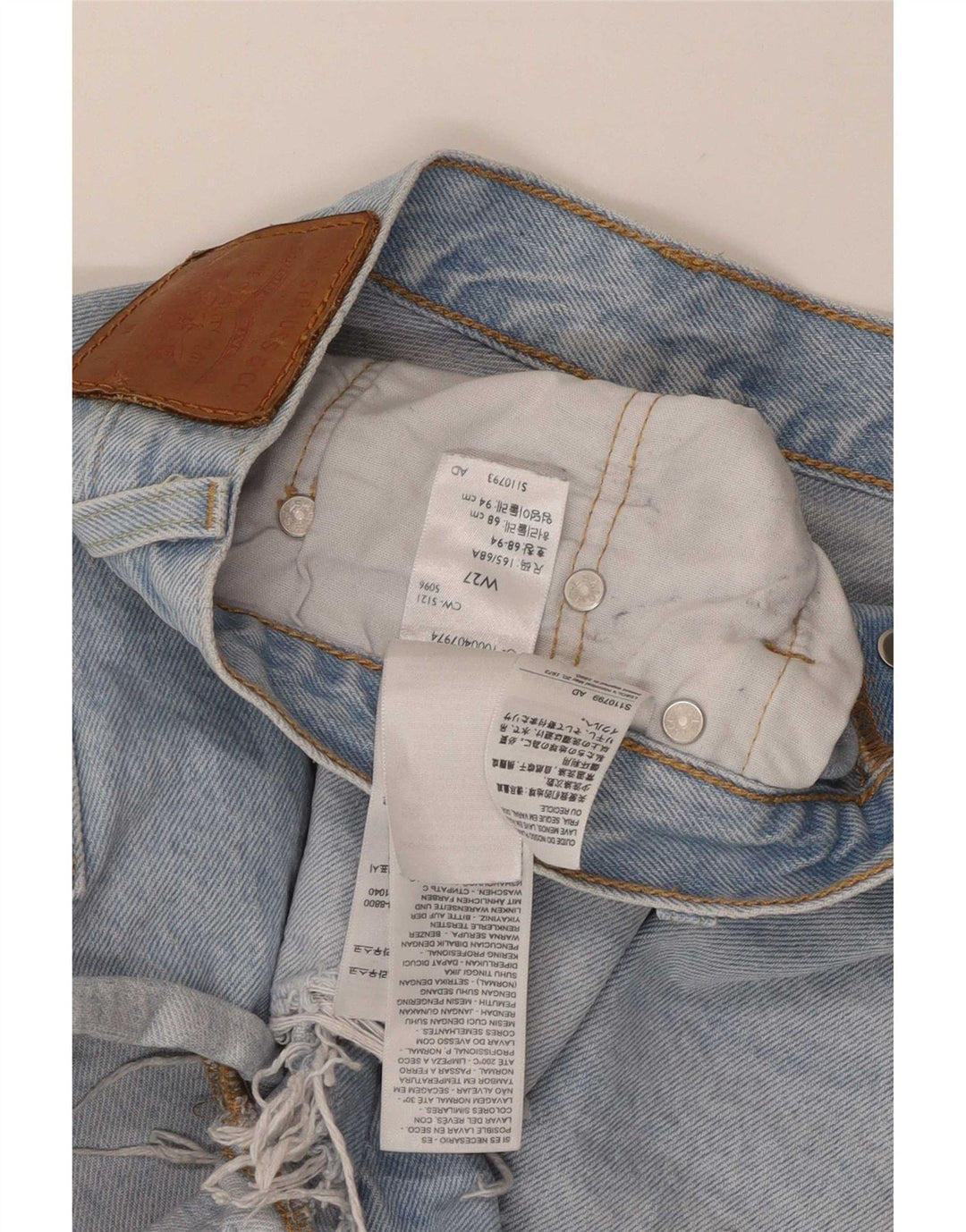 Levi's Dame Distressed Denim Shorts Små W27 blå bomuld