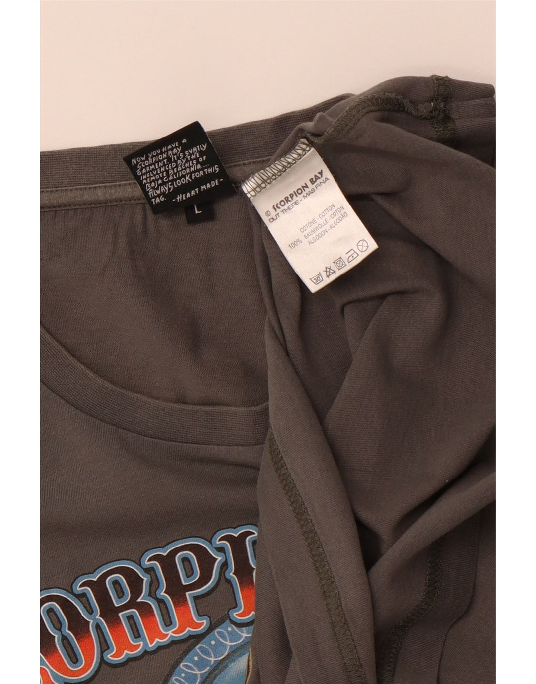SCORPION BAY Herre Grafisk T-Shirt Top Stor Grå Bomuld