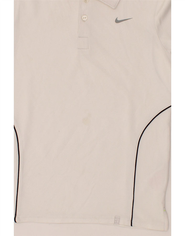 NIKE Boys Dri Fit Polo Shirt 8-9 Years Small White Polyester Vintage Nike and Second-Hand Nike from Messina Hembry 