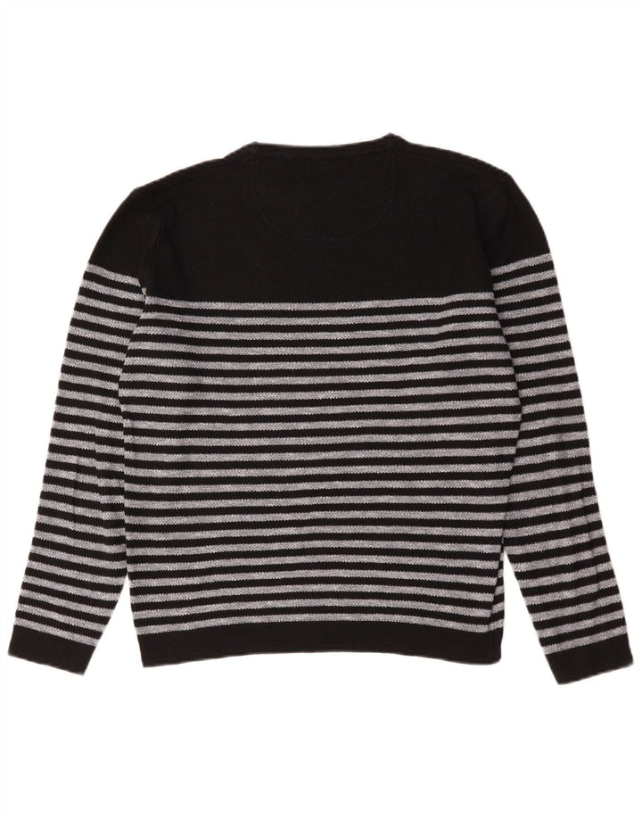 Zara Herre Crew Neck Jumper Sweater Medium Sort Stribet