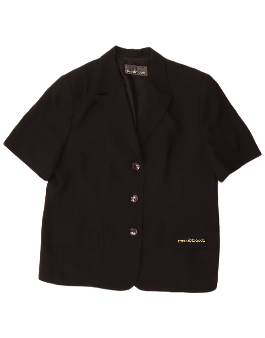 Roccobarocco Dame 3-knaps kortærmet blazerjakke UK 25 4XL Sort