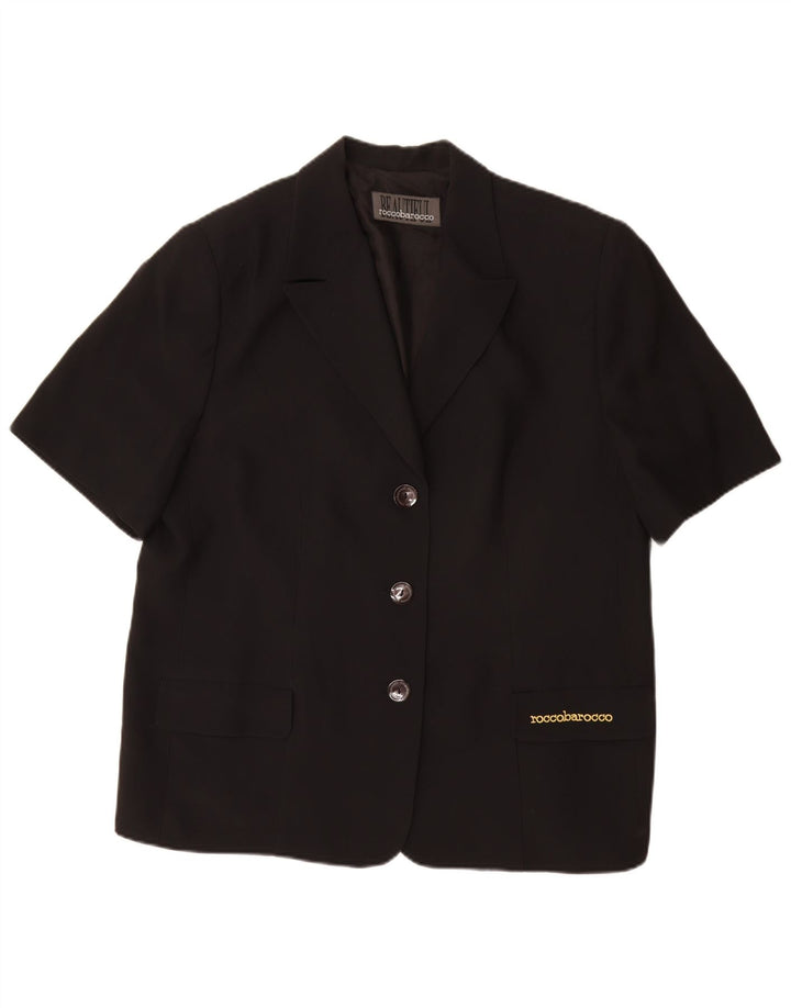 Roccobarocco Dame 3-knaps kortærmet blazerjakke UK 25 4XL Sort