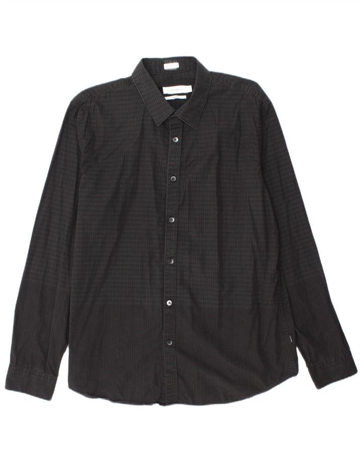 Calvin Klein Herre Slim Fit skjorte Stor sort ternet bomuld