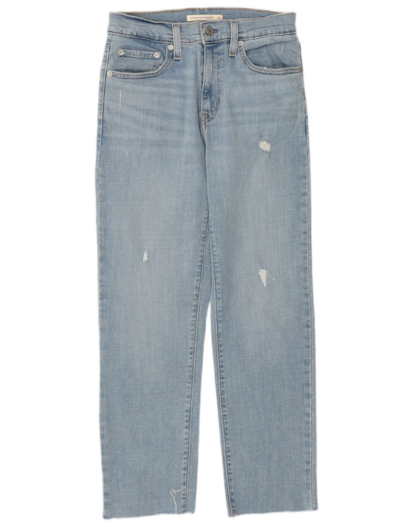 Levi's Womens 724 distressed højtaljede cropped jeans W28 L25 blå bomuld