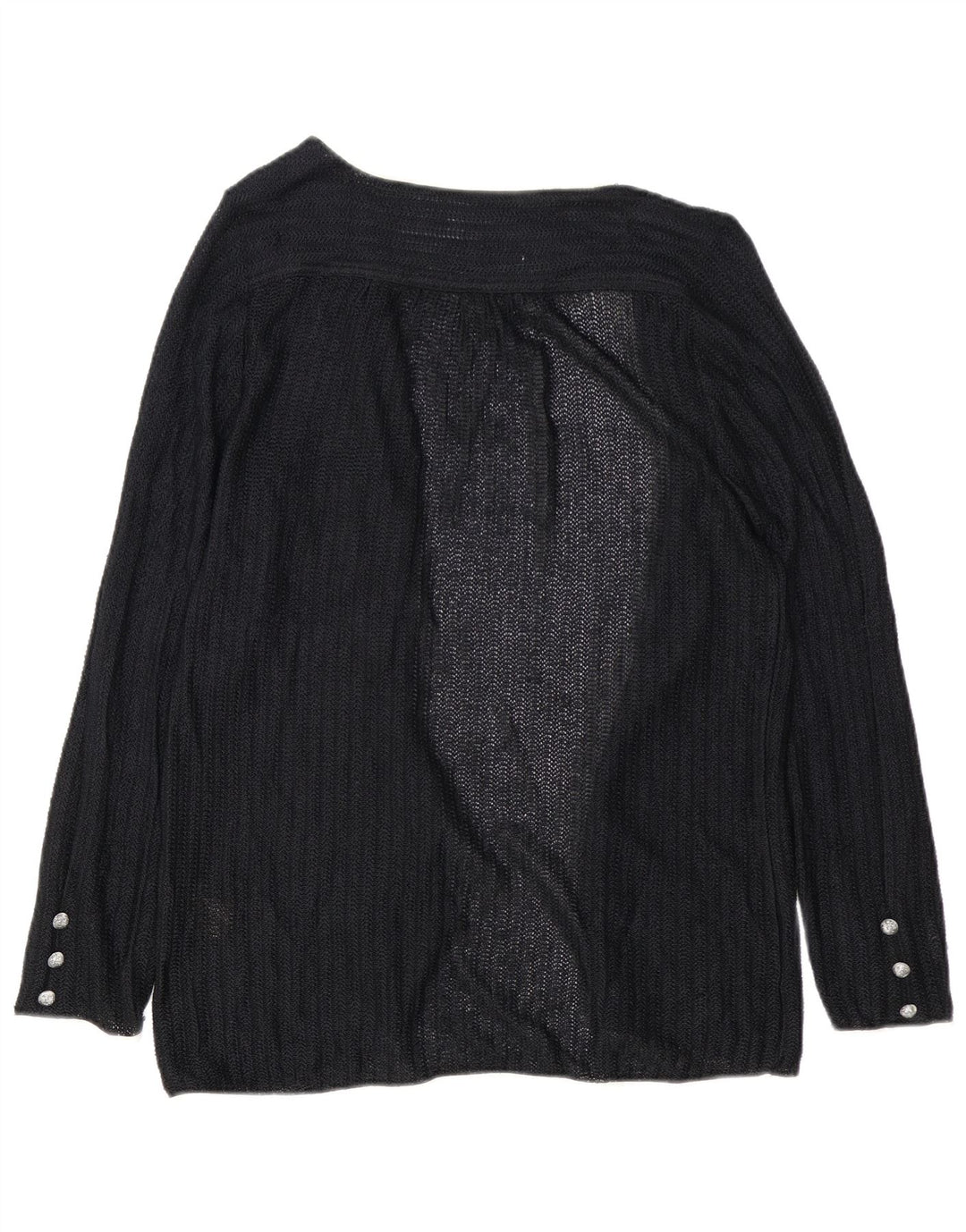 Vintage Dame Open Cardigan Sweater EU 40 Medium Sort Viscose