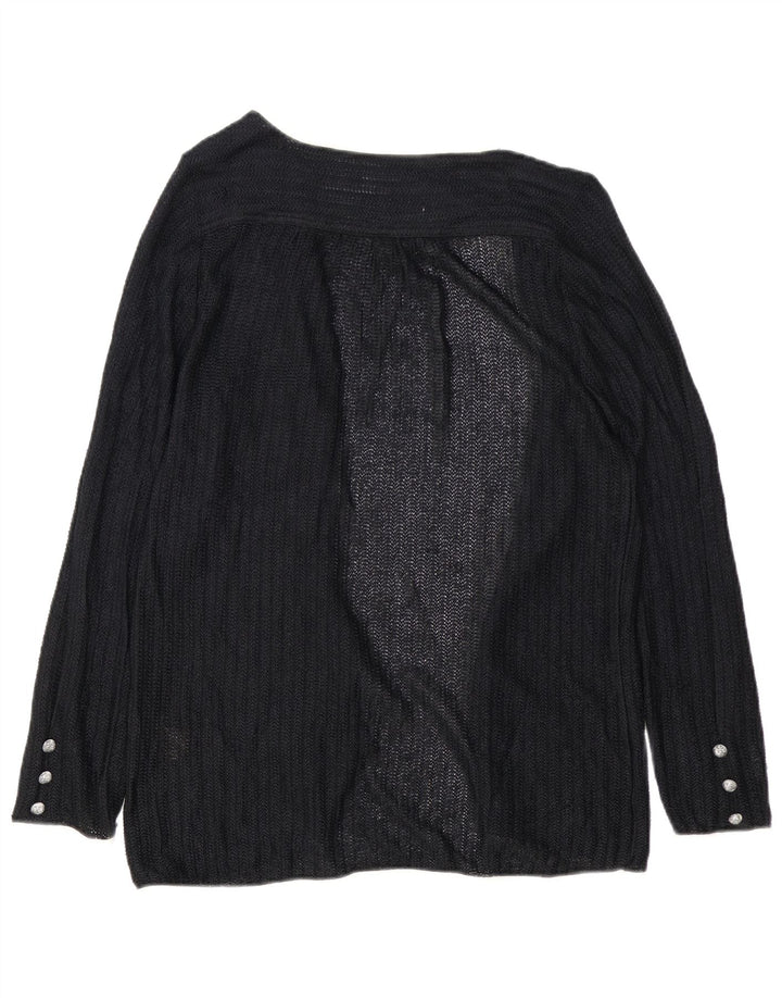 Vintage Dame Open Cardigan Sweater EU 40 Medium Sort Viscose