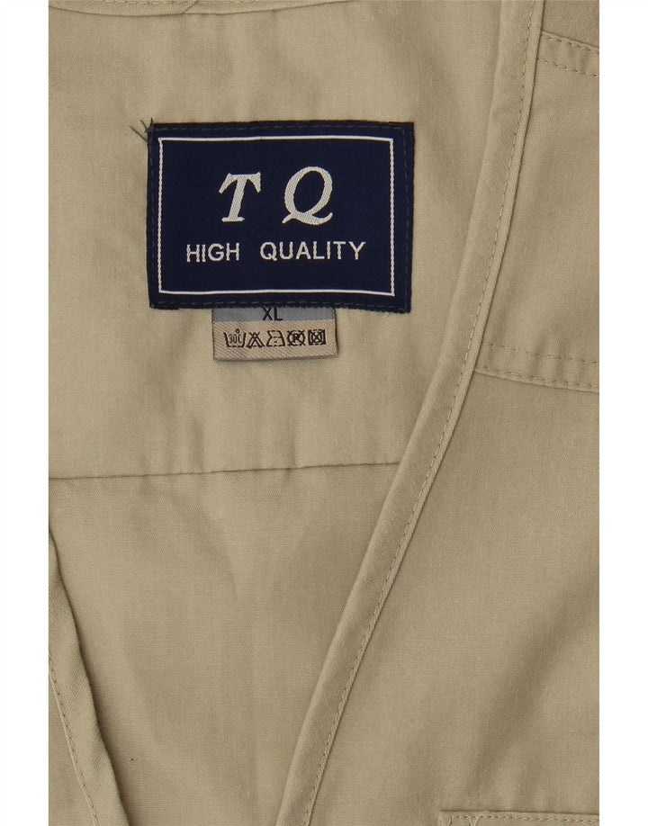 Vintage Herre Utility Gilet UK 42 XL Beige Polyester