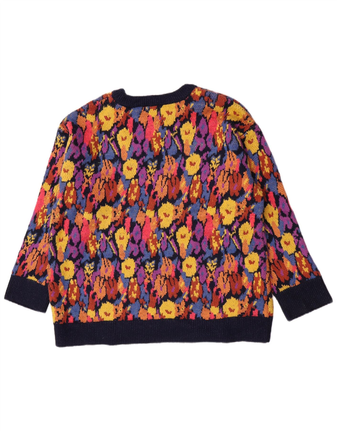 Zara Dame Boat Neck Jumper Sweater UK 14 Medium Multicolored Floral