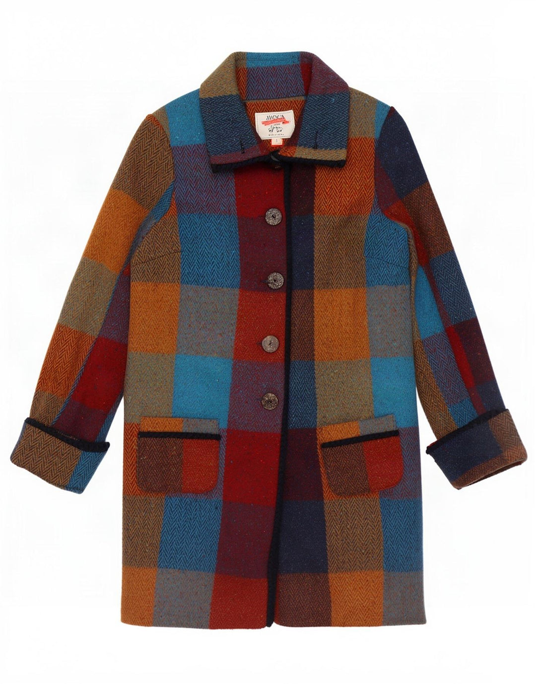 Avoca oversize overfrakke til kvinder UK 1 2XS Flerfarvet ternet uld