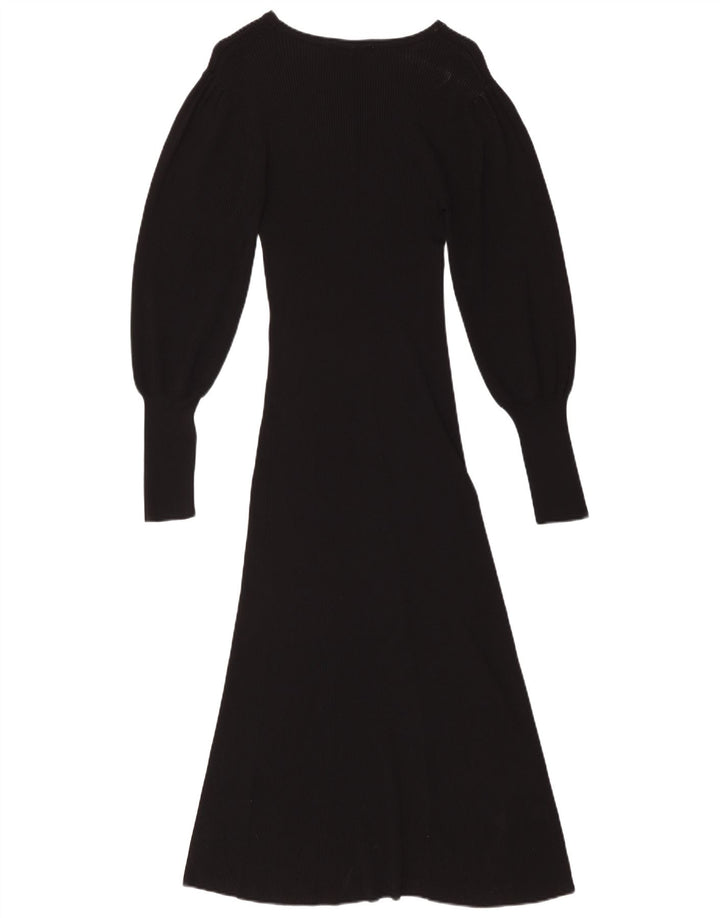 ZARA Langærmet maxikjole til kvinder UK 12 Medium Black Viscose