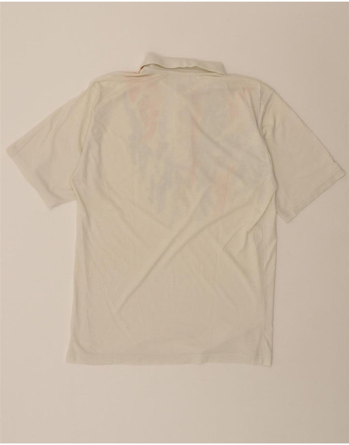 VINTAGE Mens Abstract Pattern Polo Shirt IT 52 Large White Cotton Vintage Vintage and Second-Hand Vintage from Messina Hembry 