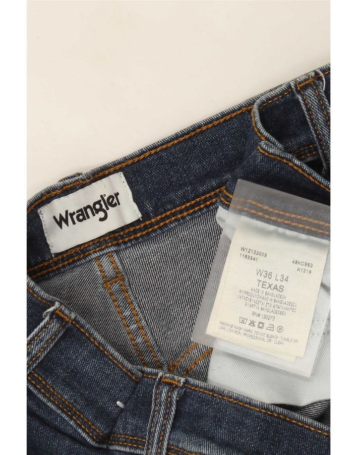 Wrangler Herre Texas Straight Jeans W36 L34 Marineblå Bomuld