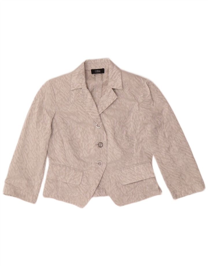 CARLA CARINI Womens Crop Cardigan Top UK 10 Small Grey Animal Print