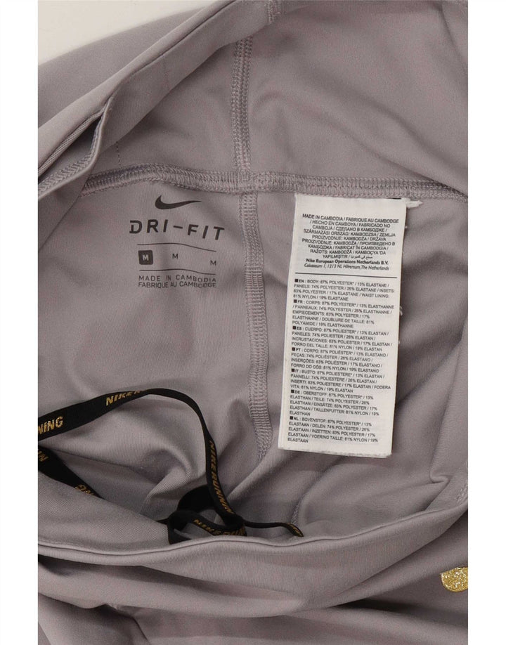 Nike Dame Dri Fit Leggings UK 12 Medium Grey Polyester