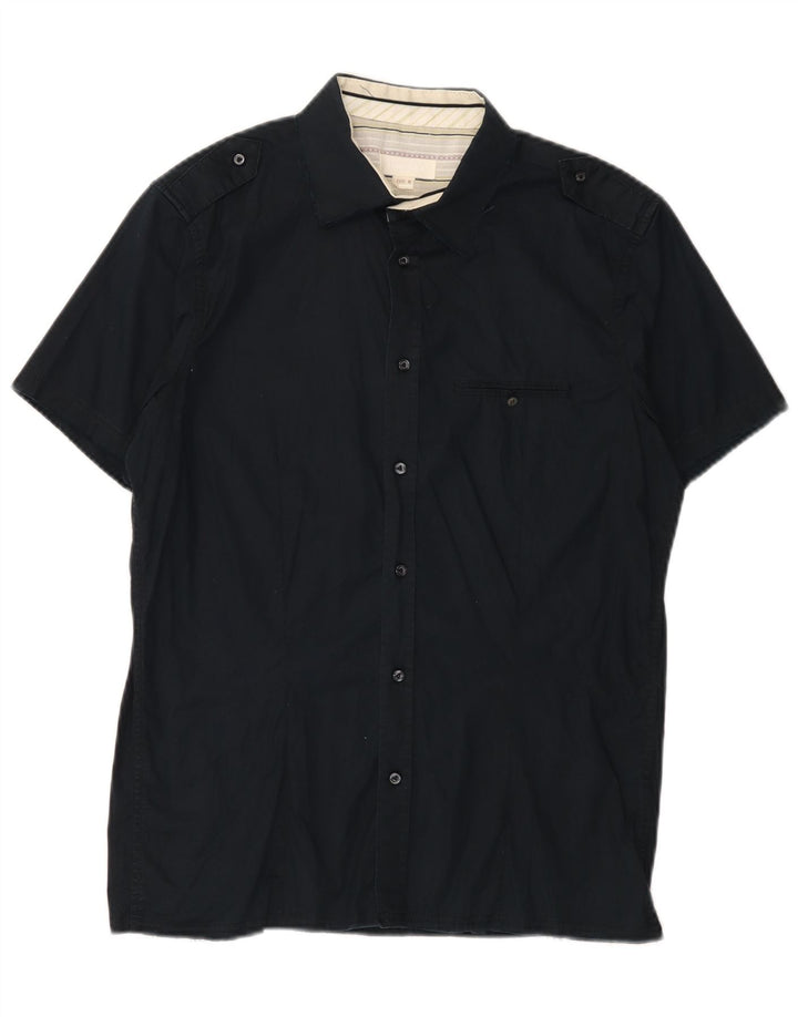 Diesel Herre Kortærmet Military Shirt Medium Navy Blue Bomuld