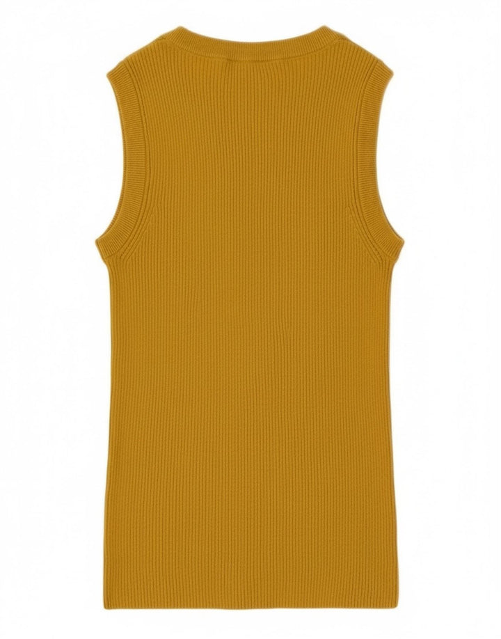 Marks & Spencer Damevest Tank Top UK 12 Medium Yellow Viscose