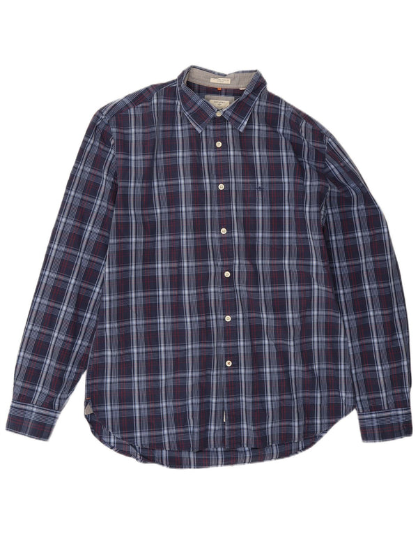Dockers Herre Fitted Shirt Large Navy Blue Check
