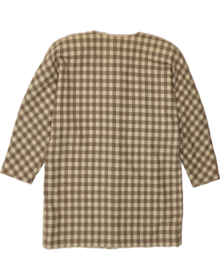 GIANNI LO GIUDICE Womens Oversized Overcoat IT 42 Medium Beige Gingham Vintage Gianni Lo Giudice and Second-Hand Gianni Lo Giudice from Messina Hembry 