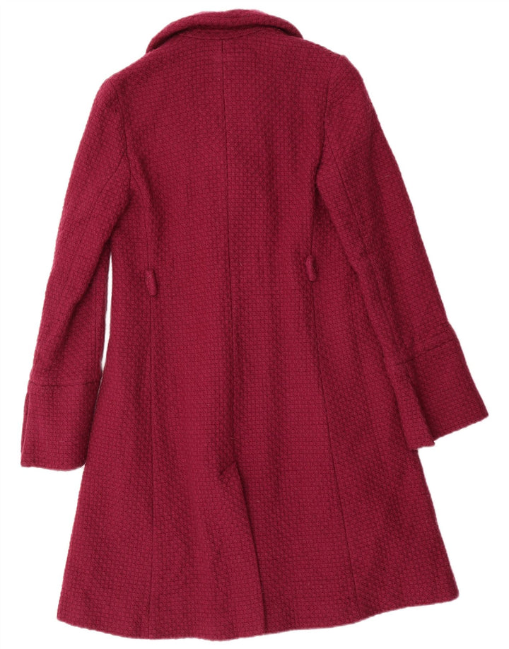 Vintage dobbeltradet frakke til kvinder IT 44 Medium Burgundy Wool