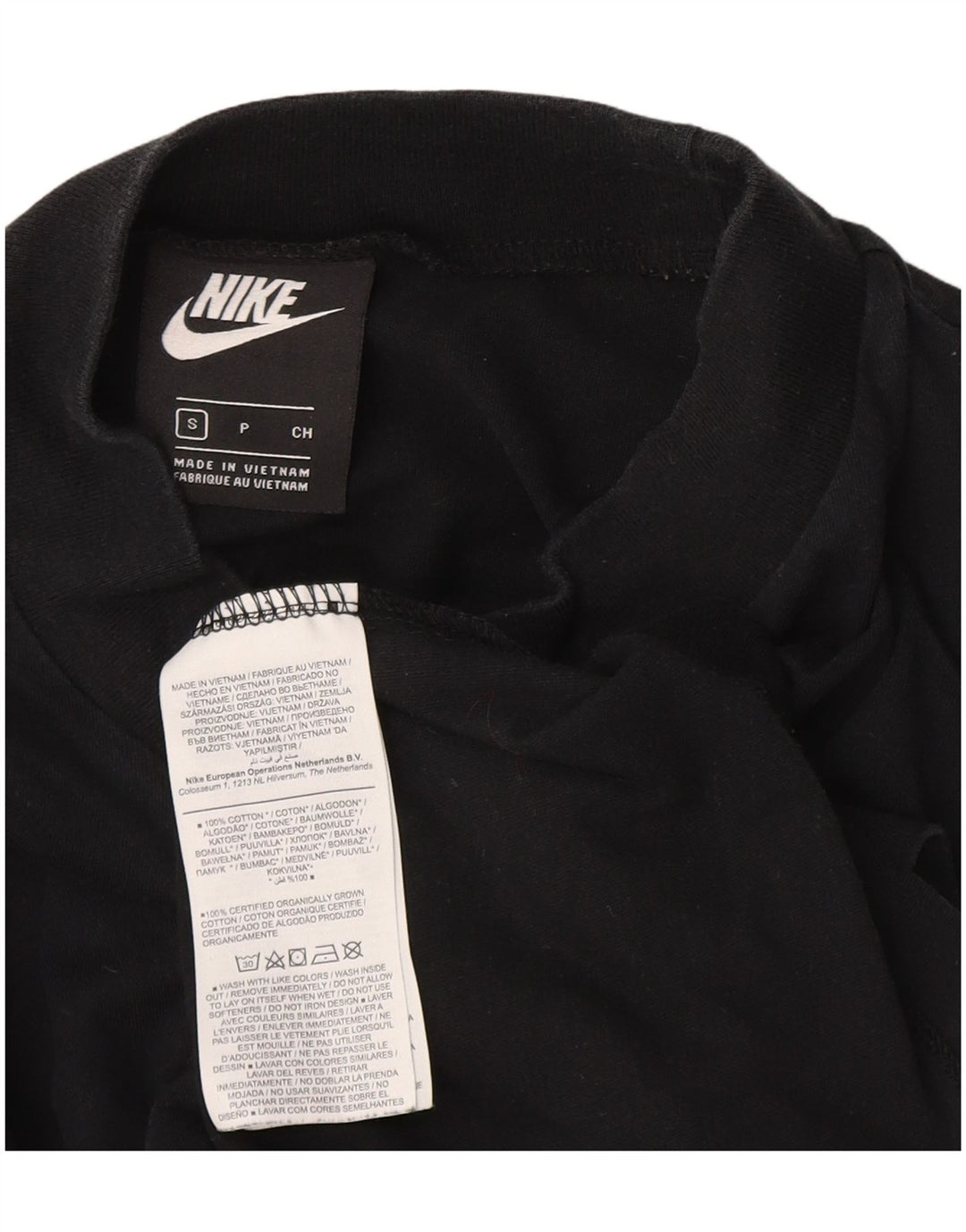 Nike Dame Top Langærmet UK 10 Small Black Bomuld