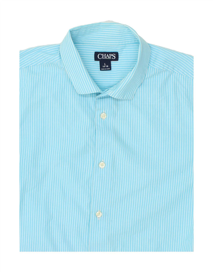 CHAPS Boys Shirt 14-15 Years Large  Blue Striped Cotton Vintage Chaps and Second-Hand Chaps from Messina Hembry 