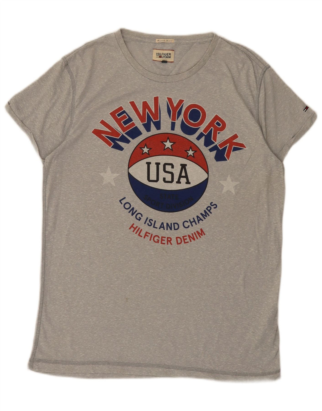 Tommy Hilfiger Herre grafisk T-shirt Top Stor Grå Flecked Polyester
