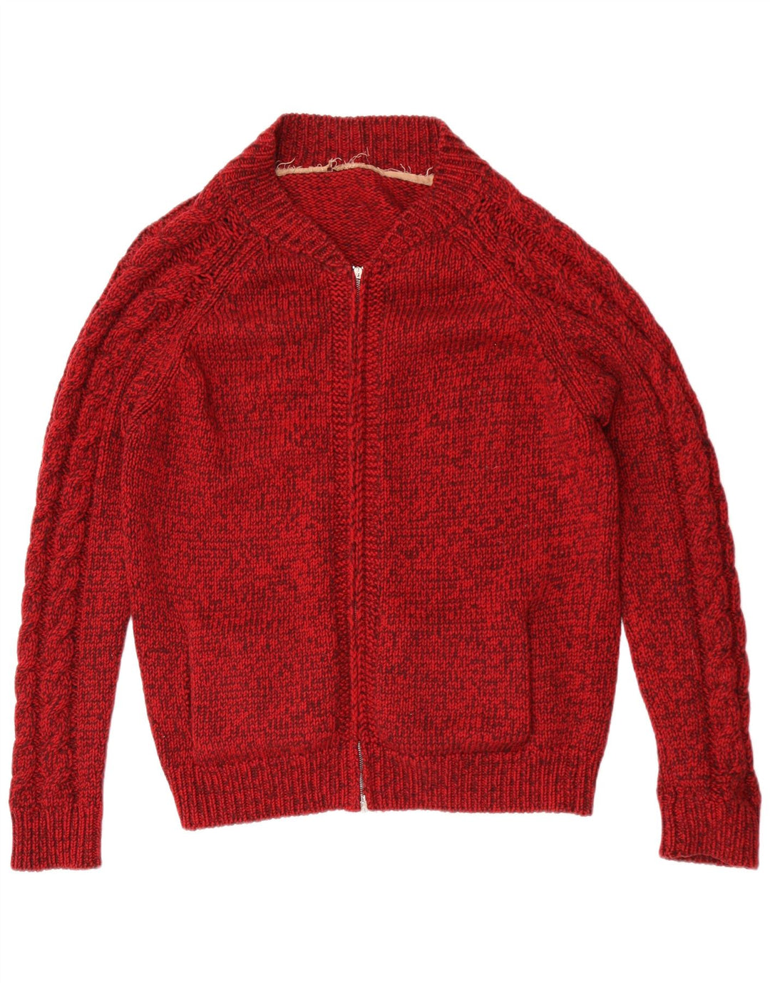 Vintage herre cardigan sweater Medium Rød Flecked