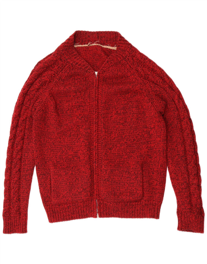 Vintage herre cardigan sweater Medium Rød Flecked
