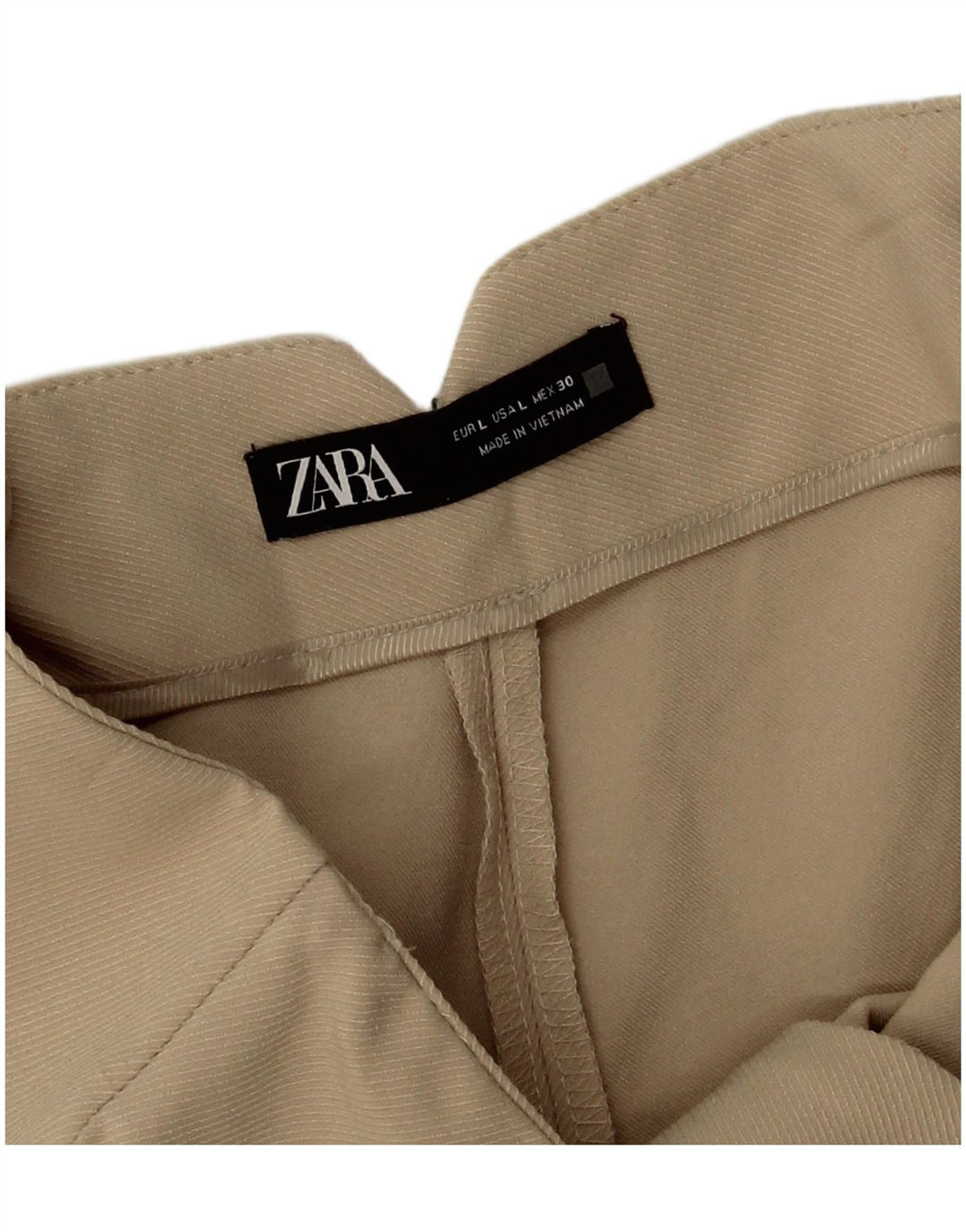 Zara Womens Wide Leg Cropped Trousers Large W32 L25 Beige Polyester