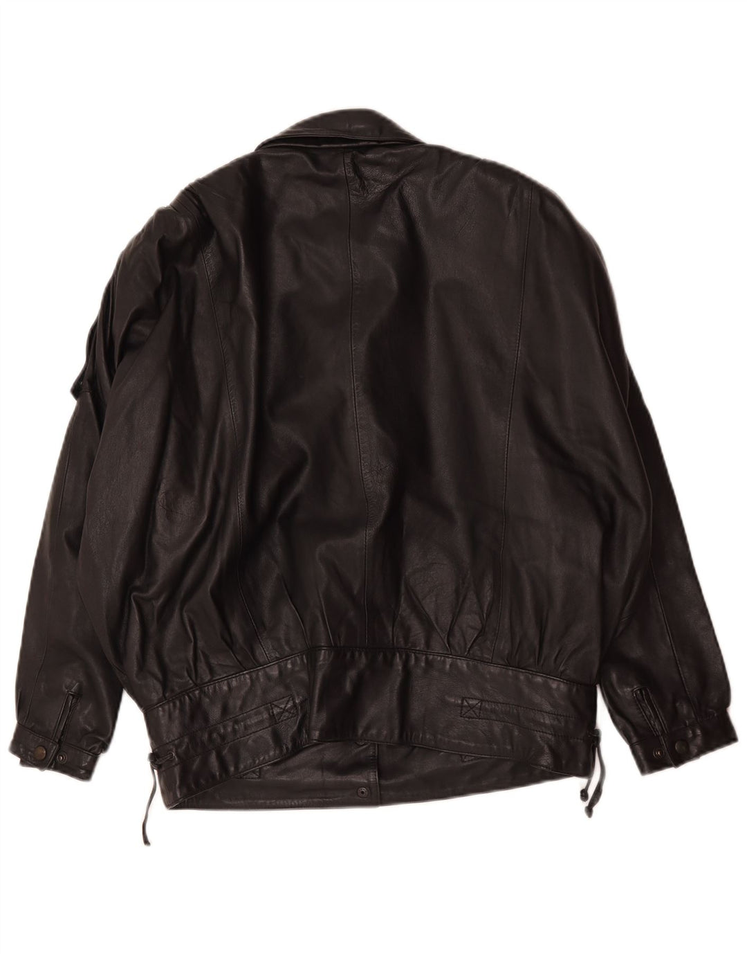 Vintage oversize læderjakke til kvinder EU 36 Lille sort læder