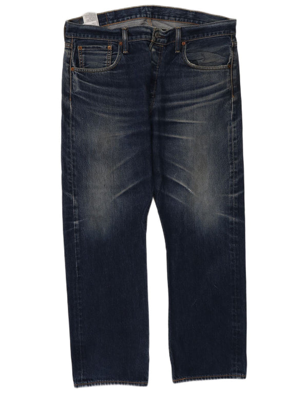 Levi's Herre 501 Straight Jeans W38 L30 Marineblå Bomuld