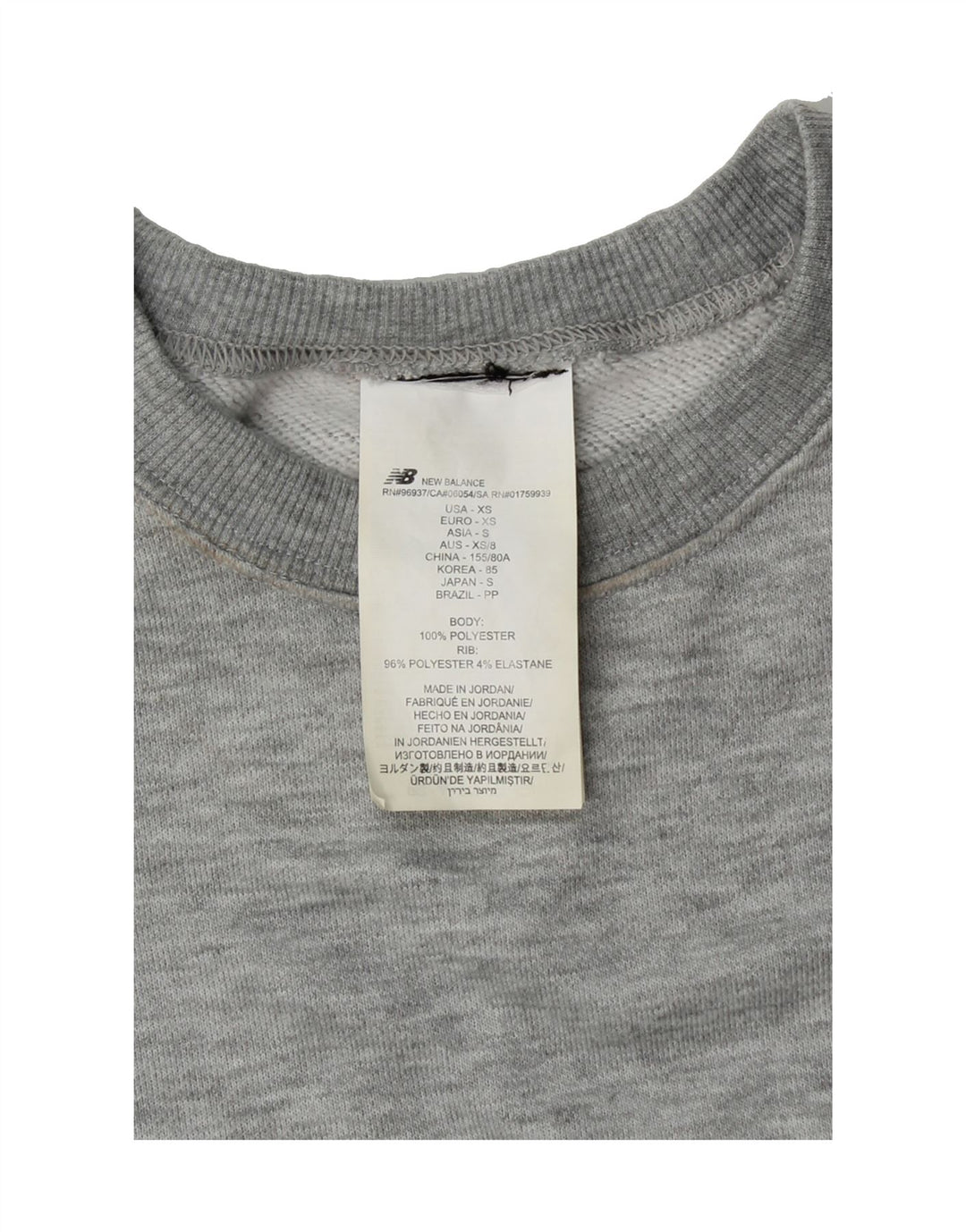 NEW BALANCE Womens Sweatshirt Jumper UK 6 XS Grey Polyester Vintage New Balance and Second-Hand New Balance from Messina Hembry 