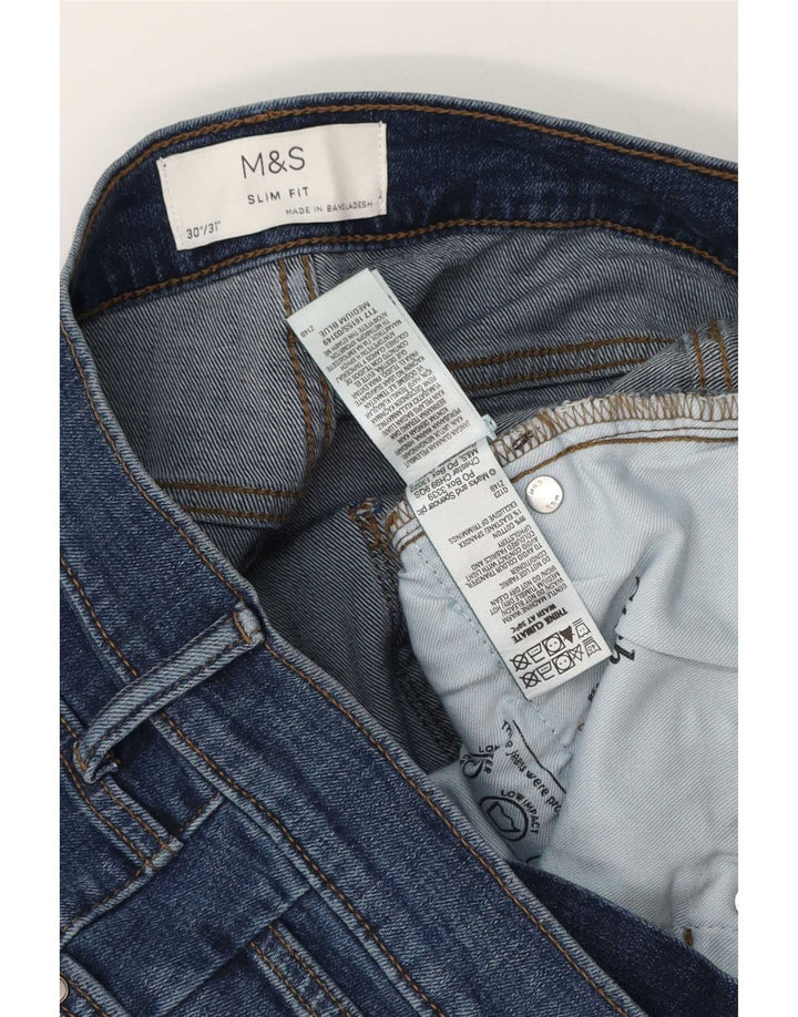 Marks & Spencer Herre Slim Jeans W30 L31 Blå Bomuld