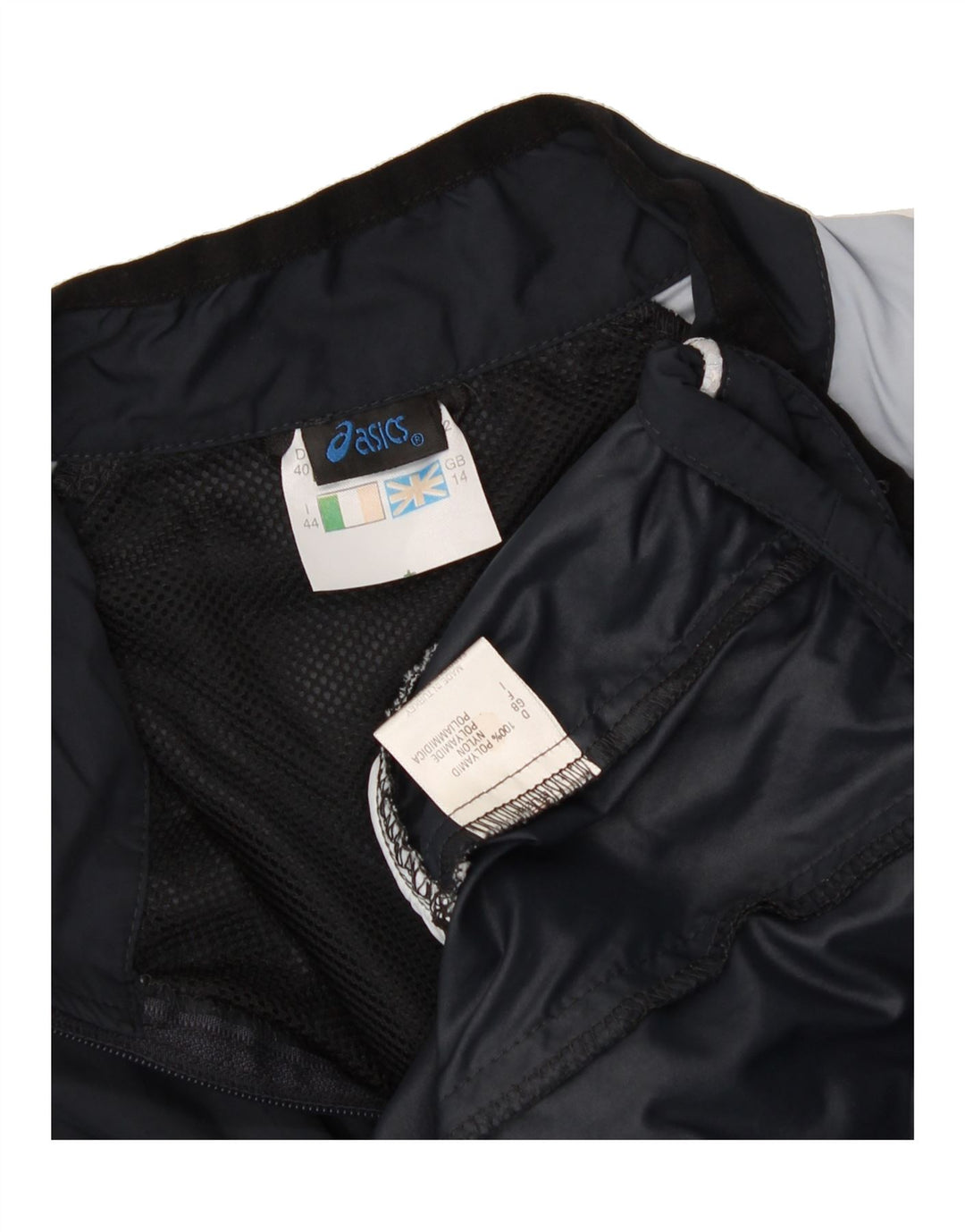 ASICS Womens Rain Jacket UK  14 Medium Navy Blue Colourblock Polyamide Vintage Asics and Second-Hand Asics from Messina Hembry 