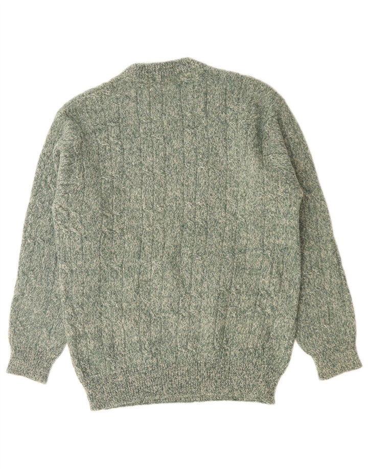 Stefanel Herre Crew Neck Jumper Sweater Small Green Flecked
