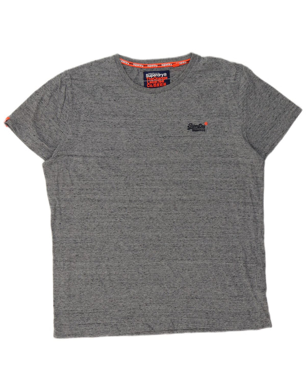 SUPERDRY Herre T-Shirt Top 2XL Grå Flecked Bomuld