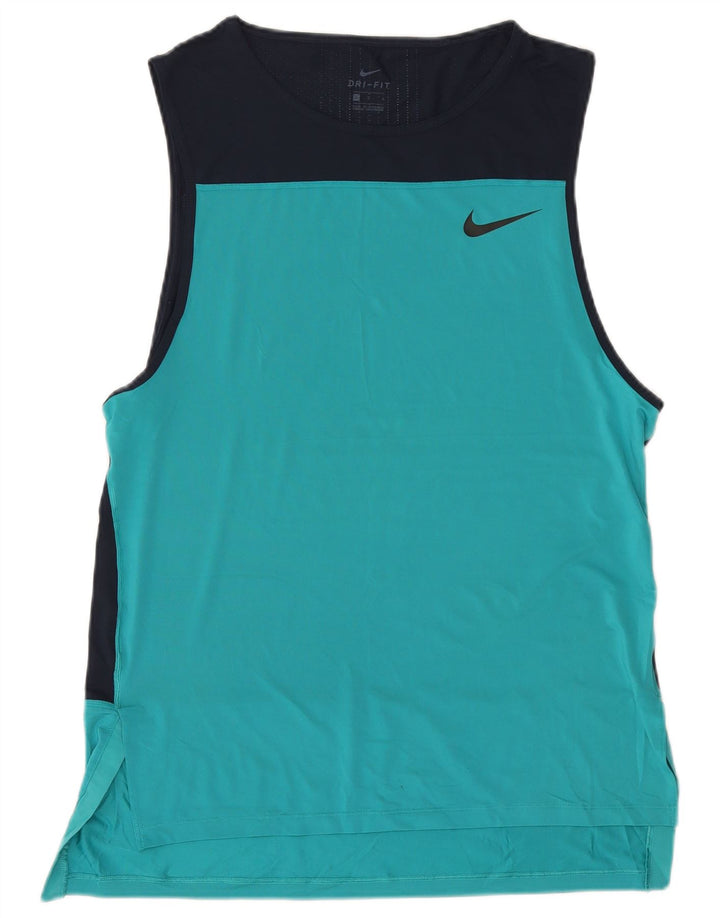 Nike Herre Dri Fit Grafisk Vest Top Large Navy Blue Colourblock