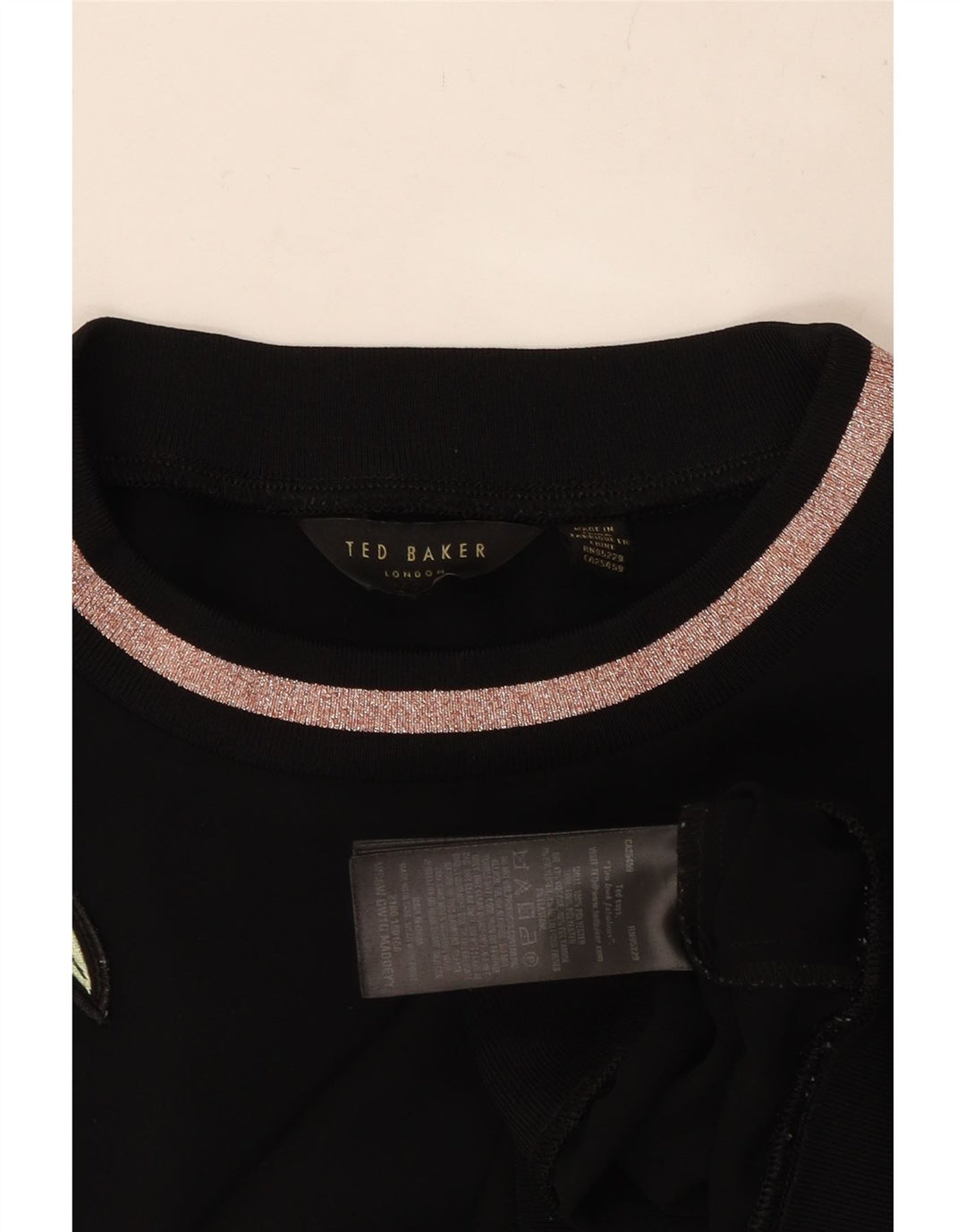 TED BAKER Dame Sweatshirt Jumper UK 14 Medium Black Floral Polyester