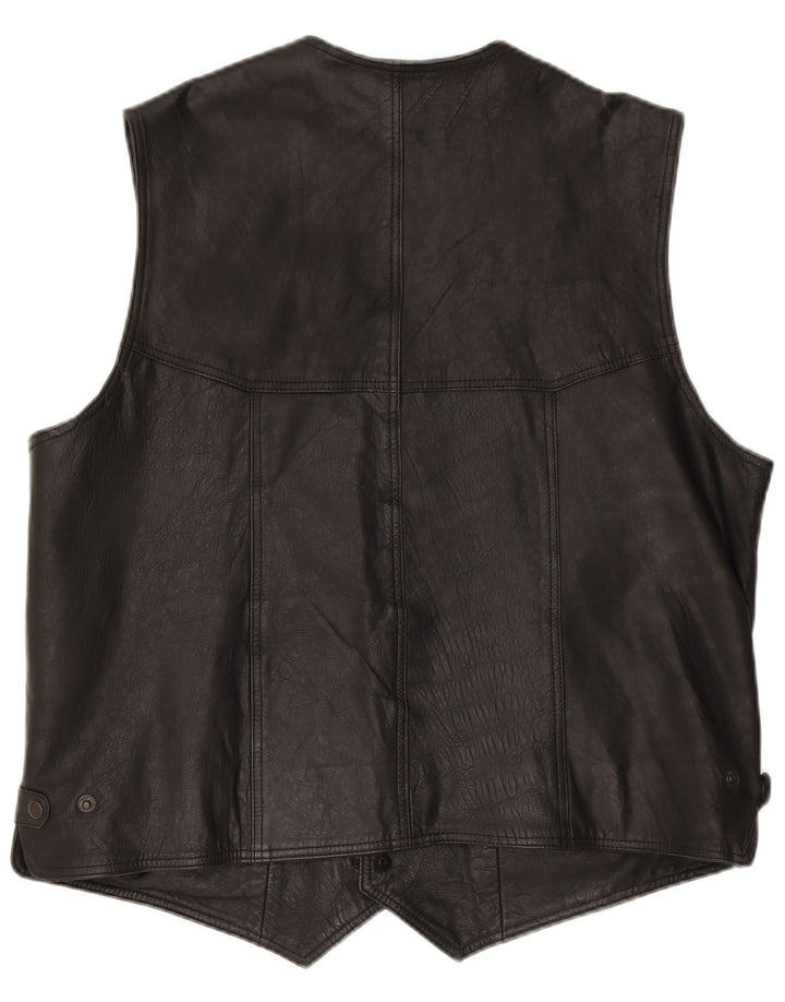 VINTAGE Herre lædervest 3XL sort læder