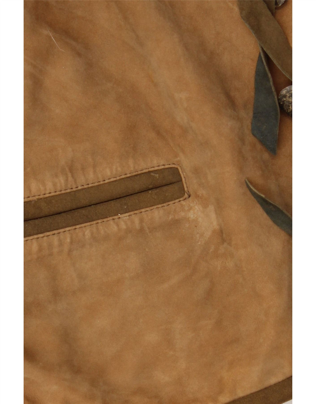 Vintage Dame Trachten Ruskindsjakke EU 36 Small Beige Læder