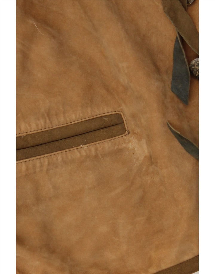 Vintage Dame Trachten Ruskindsjakke EU 36 Small Beige Læder