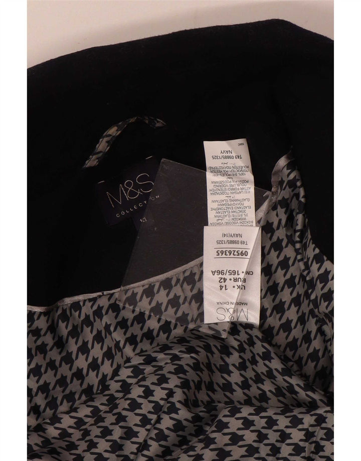 Marks & Spencer Womens Bomber Jacket UK 14 Large Navy Blue Polyester