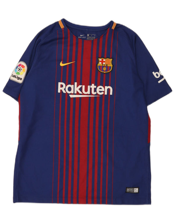 Nike Boys Barcelona Grafisk T-Shirt Top 13-14 år XL Blå Stribet