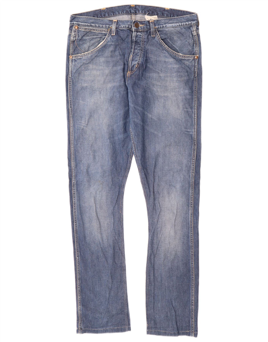 Wrangler Herre 4 RRB Slim Jeans W34 L34 Blå Bomuld