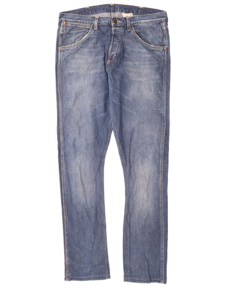 Wrangler Herre 4 RRB Slim Jeans W34 L34 Blå Bomuld
