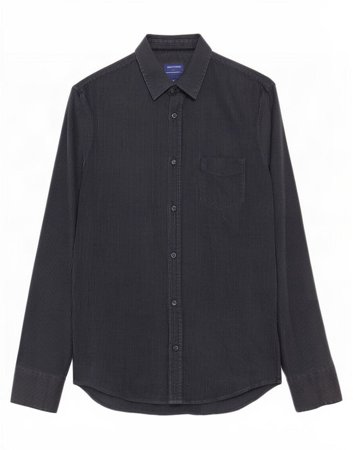 Trussardi Jeans Herreskjorte Medium Grey Pinstripe Bomuld