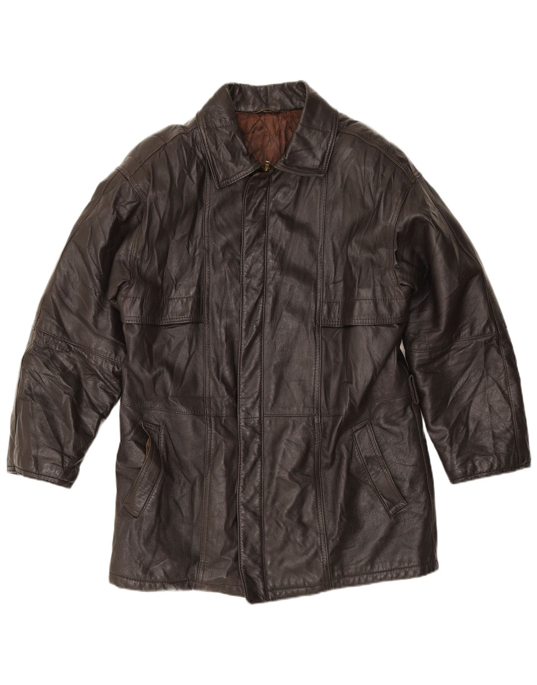 VINTAGE Herre Læderjakke IT 52 XL Sort Læder