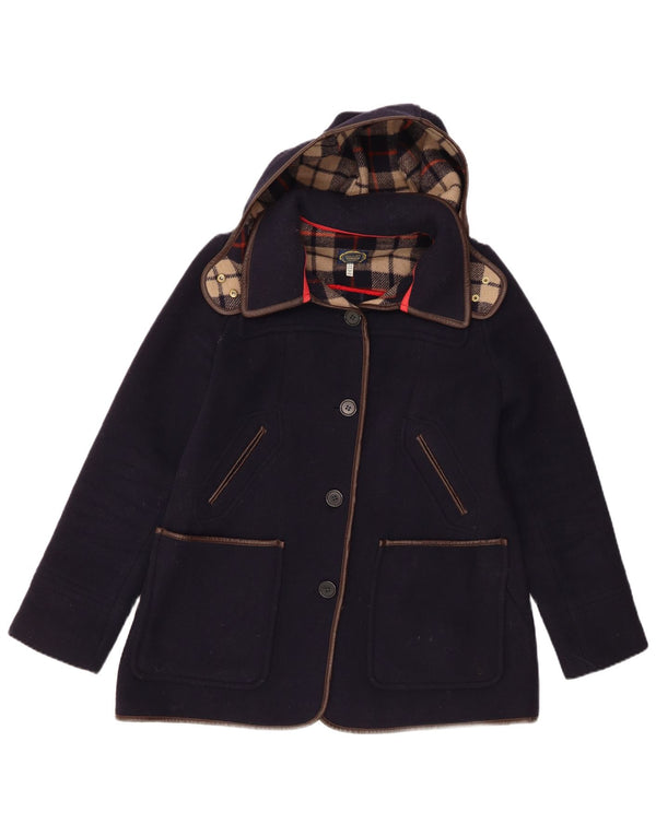 Joules Dame Hætte Overfrakke UK 12 Medium Navy Blue Polyester